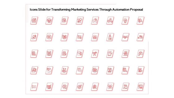 Icons Slide For Transforming Marketing Services Through Automation Proposal Designs PDF