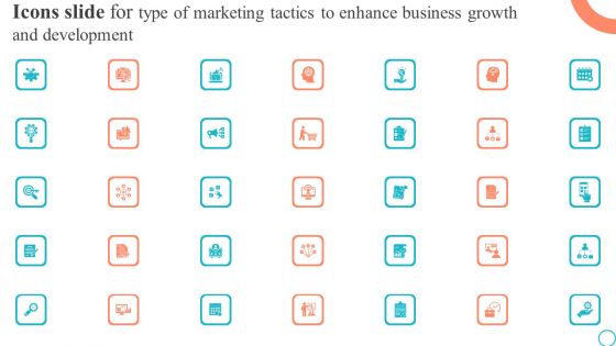 Icons Slide For Type Of Marketing Tactics To Enhance Business Growth And Development Sample PDF