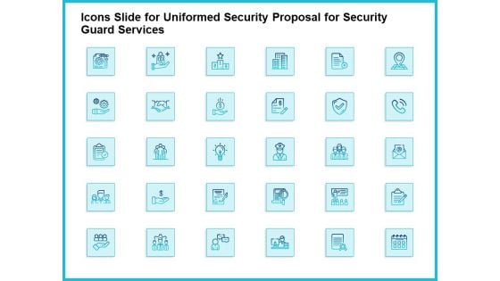 Icons Slide For Uniformed Security Proposal For Security Guard Services Brochure PDF