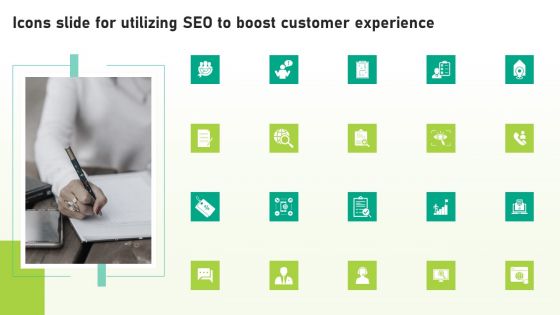 Icons Slide For Utilizing SEO To Boost Customer Experience Ppt Styles Designs Download PDF