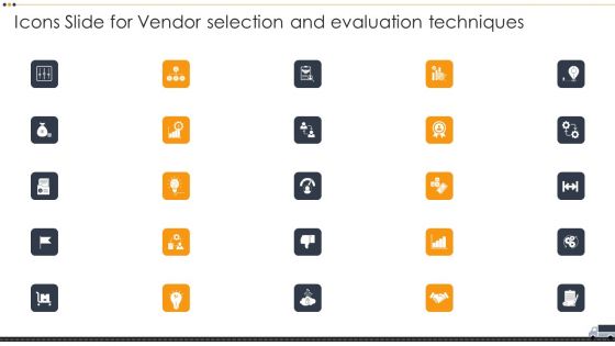 Icons Slide For Vendor Selection And Evaluation Techniques Ppt Professional Pictures PDF