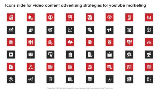 Icons Slide For Video Content Advertising Strategies For Youtube Marketing Slides PDF