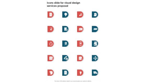 Icons Slide For Visual Design Services Proposal One Pager Sample Example Document Icons Slide For Visual Design Services Proposal One Pager Sample Example Document