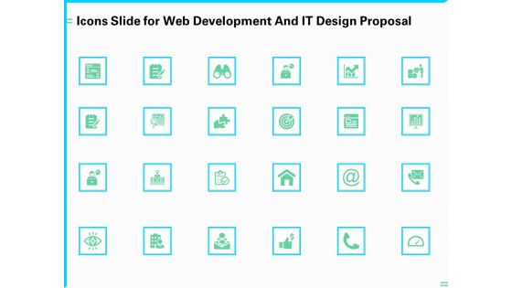 Icons Slide For Web Development And IT Design Proposal Ppt PowerPoint Presentation Slides Background Images PDF