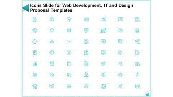 Icons Slide For Web Development IT And Design Proposal Templates Background PDF