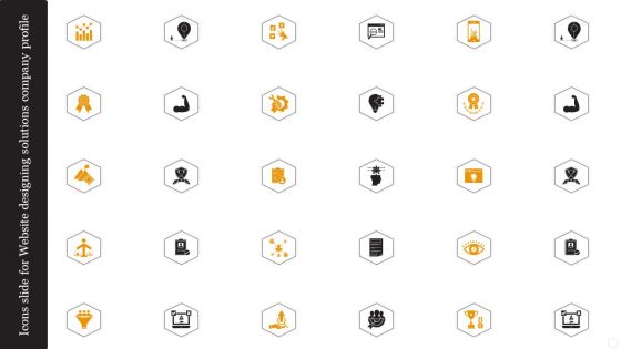 Icons Slide For Website Designing Solutions Company Profile Elements PDF