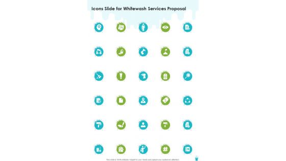 Icons Slide For Whitewash Services Proposal One Pager Sample Example Document Icons Slide For Whitewash Services Proposal One Pager Sample Example Document
