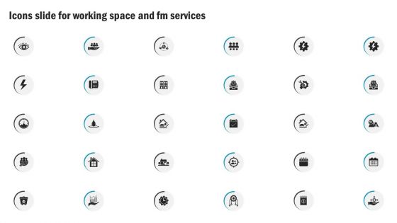 Icons Slide For Working Space And FM Services Formats PDF