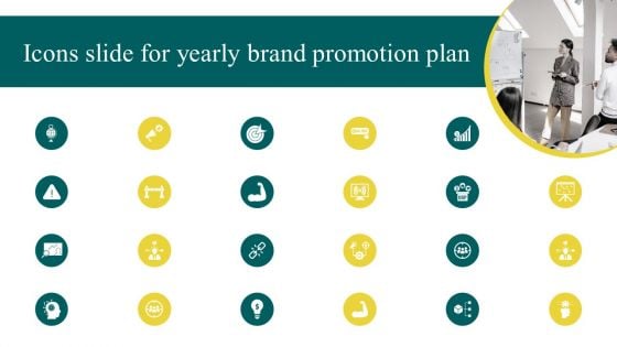 Icons Slide For Yearly Brand Promotion Plan Clipart PDF