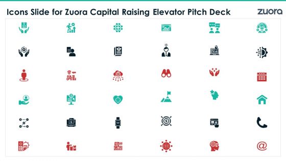 Icons Slide For Zuora Capital Raising Elevator Pitch Deck Ideas PDF