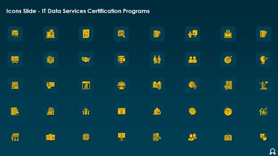 Icons Slide IT Data Services Certification Programs Slides PDF