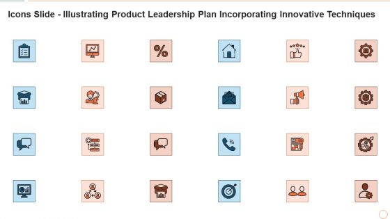 Icons Slide Illustrating Product Leadership Plan Incorporating Innovative Techniques Introduction PDF