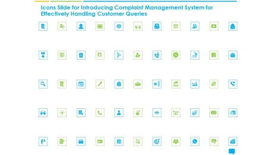Icons Slide Introducing Complaint Management System Effectively Handling Customer Queries Clipart PDF