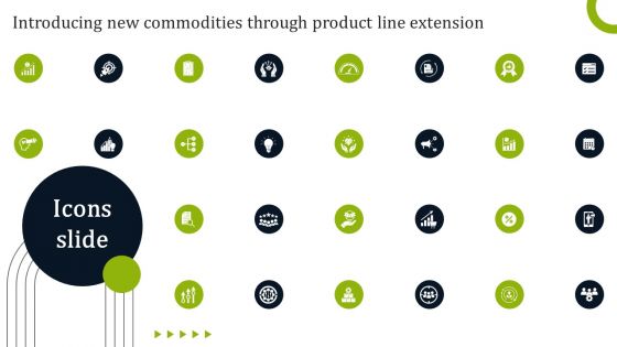 Icons Slide Introducing New Commodities Through Product Line Extension Mockup PDF
