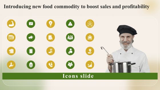 Icons Slide Introducing New Food Commodity To Boost Sales And Profitability Microsoft PDF
