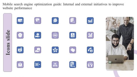 Icons Slide Mobile Search Engine Optimization Guide Internal External Initiatives Improve Website Performance Formats PDF