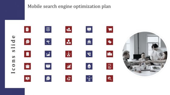 Icons Slide Mobile Search Engine Optimization Plan Diagrams PDF