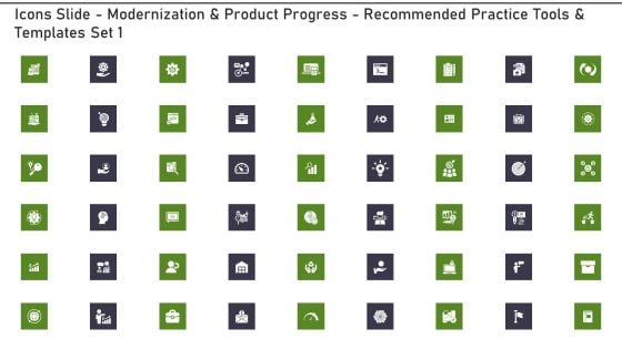 Icons Slide Modernization And Product Progress Recommended Practice Tools And Templates Set 1 Sample PDF Icons Slide Modernization And Product Progress Recommended Practice Tools And Templates Set 1 Sample PDF