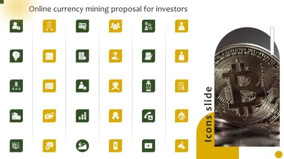 Icons Slide Online Currency Mining Proposal For Investors Ppt Slides Objects PDF