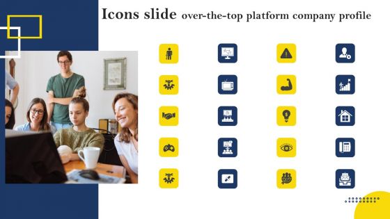 Icons Slide Over The Top Platform Company Profile Inspiration PDF