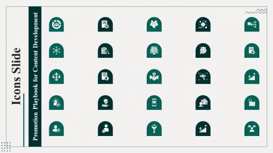 Icons Slide Promotion Playbook For Content Development Sample PDF