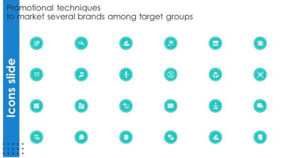 Icons Slide Promotional Techniques To Market Several Brands Among Target Groups Microsoft PDF