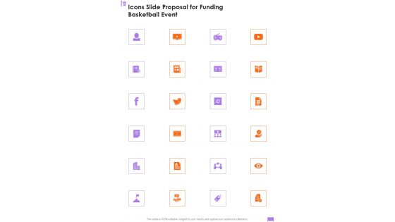 Icons Slide Proposal For Funding Basketball Event One Pager Sample Example Document Icons Slide Proposal For Funding Basketball Event One Pager Sample Example Document