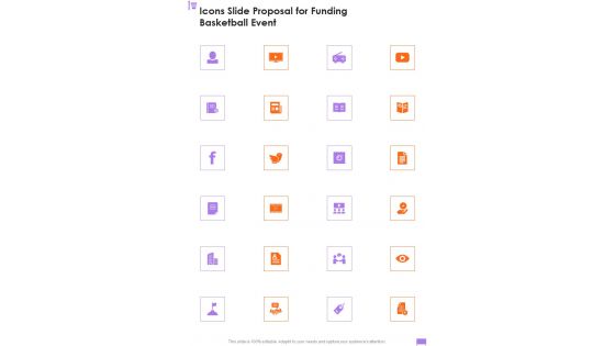 Icons Slide Proposal For Funding Basketball Event One Pager Sample Example Document