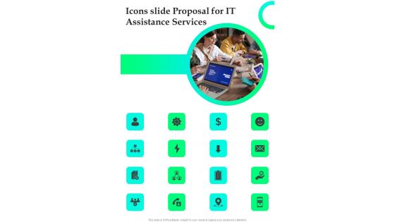 Icons Slide Proposal For IT Assistance Services One Pager Sample Example Document
