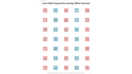 Icons Slide Proposal For Leasing Office Premises One Pager Sample Example Document