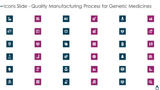 Icons Slide Quality Manufacturing Process For Generic Medicines Background PDF