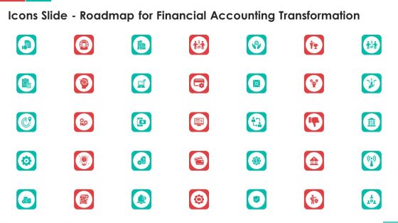 Icons Slide Roadmap For Financial Accounting Transformation Infographics PDF