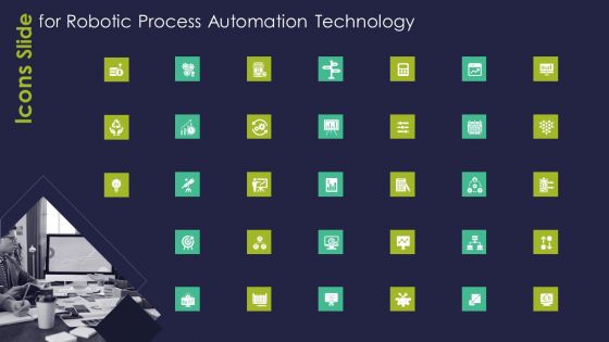 Icons Slide Robotic Process Automation Technology Summary PDF