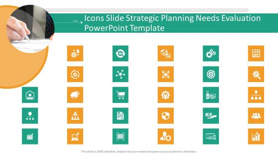 Icons Slide Strategic Planning Needs Evaluation PowerPoint Template Background PDF