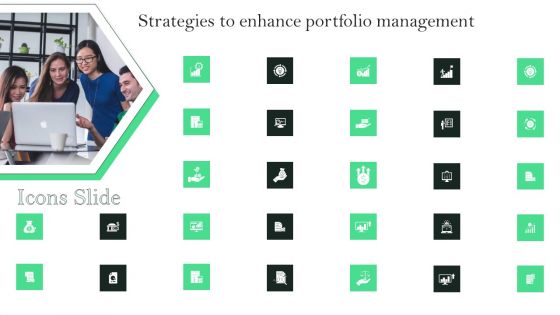 Icons Slide Strategies To Enhance Portfolio Management Brochure PDF