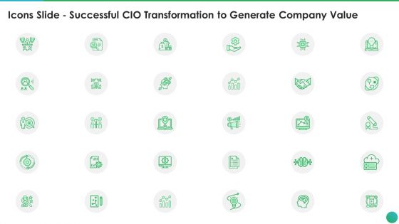 Icons Slide Successful CIO Transformation To Generate Company Value Elements PDF