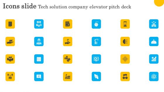 Icons Slide Tech Solution Company Elevator Pitch Deck Template PDF