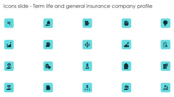 Icons Slide Term Life And General Insurance Company Profile Graphics PDF