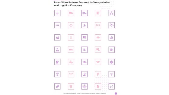 Icons Slides Business Proposal For Transportation And Logistics Company One Pager Sample Example Document