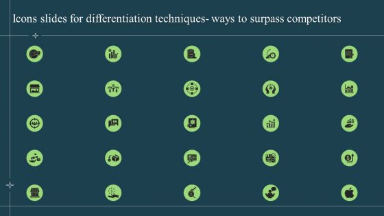 Icons Slides For Differentiation Techniques Ways To Surpass Competitors Inspiration PDF