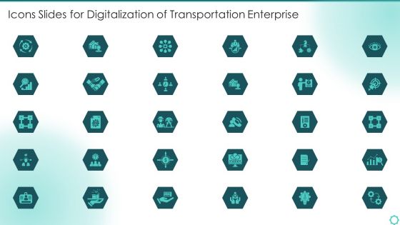 Icons Slides For Digitalization Of Transportation Enterprise Themes PDF