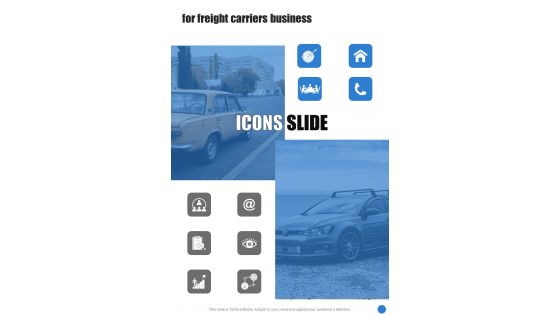Icons Slides For Freight Carriers Business One Pager Sample Example Document Icons Slides For Freight Carriers Business One Pager Sample Example Document