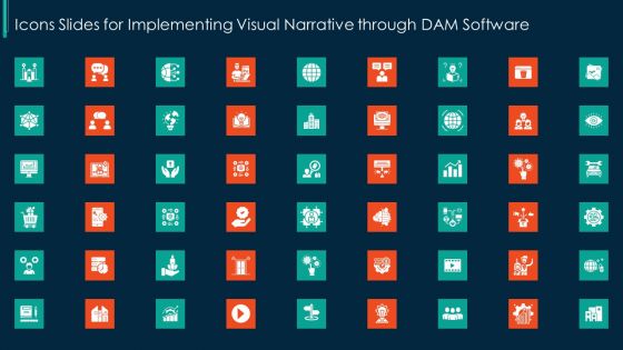 Icons Slides For Implementing Visual Narrative Through DAM Software Download PDF