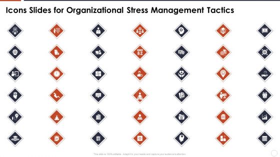 Icons Slides For Organizational Stress Management Tactics Portrait PDF