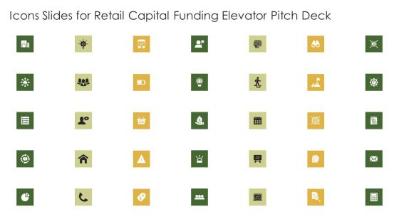 Icons Slides For Retail Capital Funding Elevator Pitch Deck Topics PDF