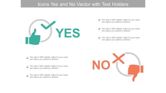 Icons Yes And No Vector With Text Holders Ppt Powerpoint Presentation Show Shapes