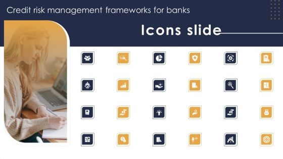 Icons slide Credit Risk Analysis Model For Banking Institutions Formats PDF