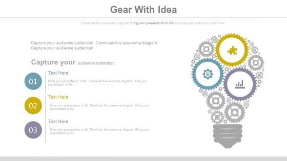 Idea Bulb Design With Gears Powerpoint Slides