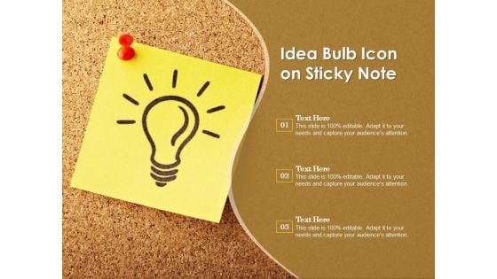 Idea Bulb Icon On Sticky Note Ppt PowerPoint Presentation Layouts Vector PDF