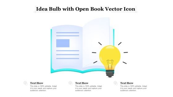 Idea Bulb With Open Book Vector Icon Ppt PowerPoint Presentation File Maker PDF